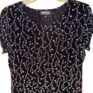 Briggs New York Black and White Sequin Short Sleeve T-Shirt *